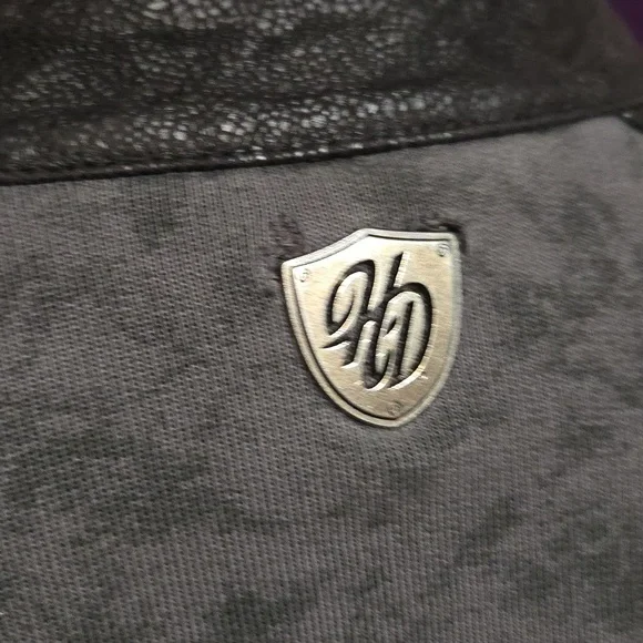 L Harley Davidson Gray Military Jacket Fitted Cropped Jacket Black Parade - Picture 5 of 6